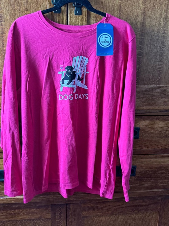 Life Is Good Tops - Life Is Good Hot Pink 'Dog Days' Long Sleeve Tee